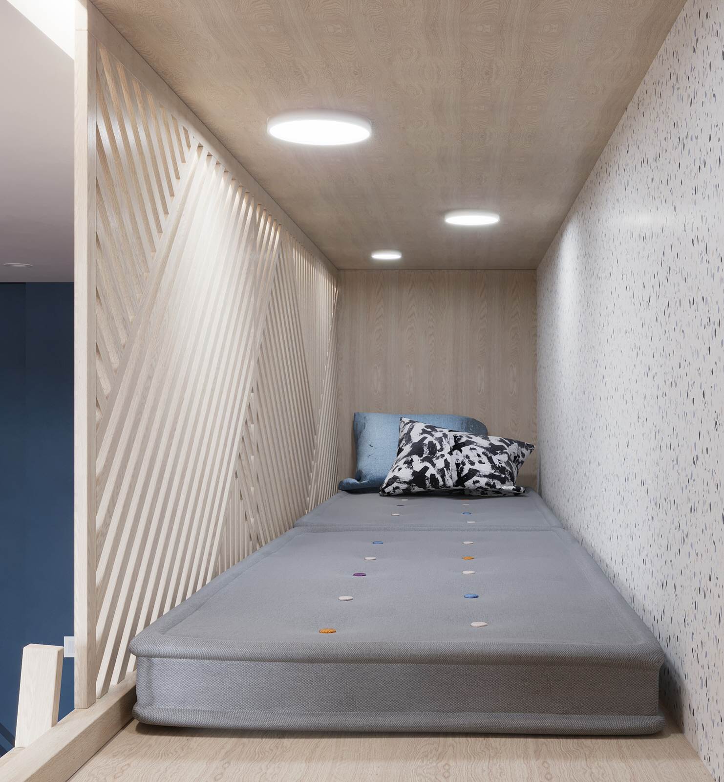 Интерьер в природной гамме для семьи с двумя детьми