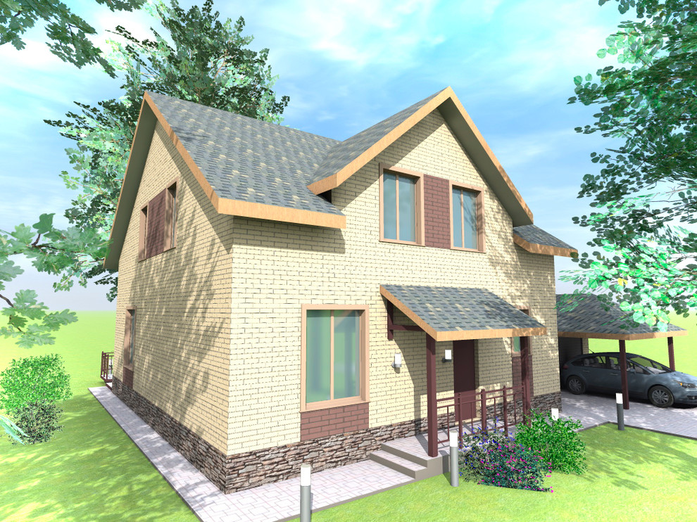 Двухэтажный жилой дом с мансардой