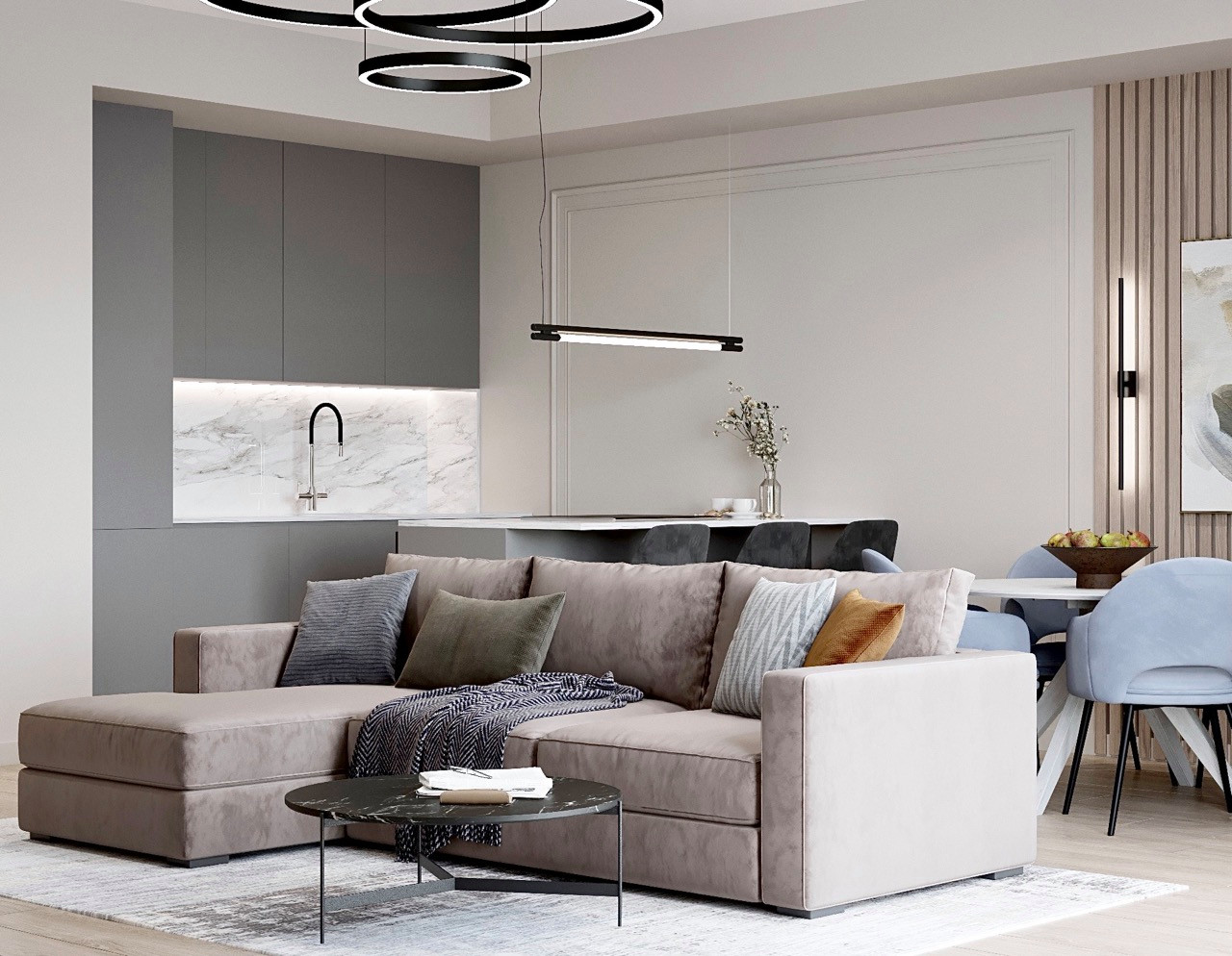 ЖК RiverSky,  3 комнаты, 92м²
