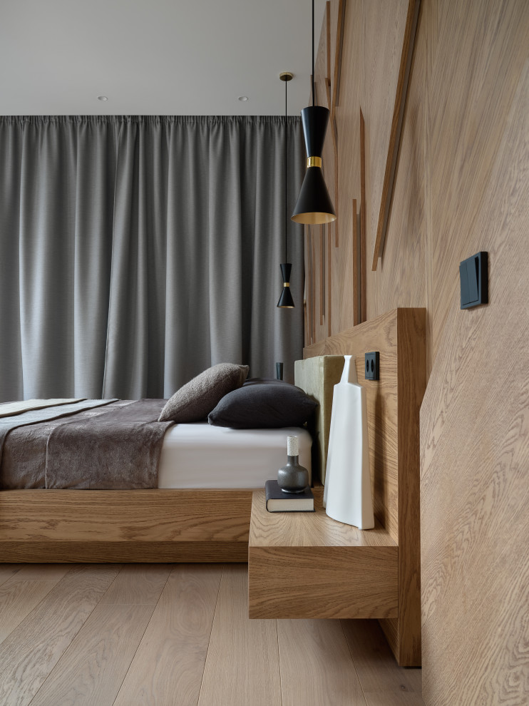 Монохром с деревянными акцентами.Дизайн Анастасия Волчкова.Публикация Elle Decor