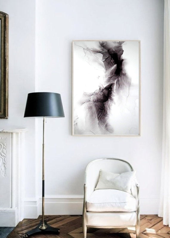 Чёрная воздушная абстракция для интерьера  (чернила, пластик)