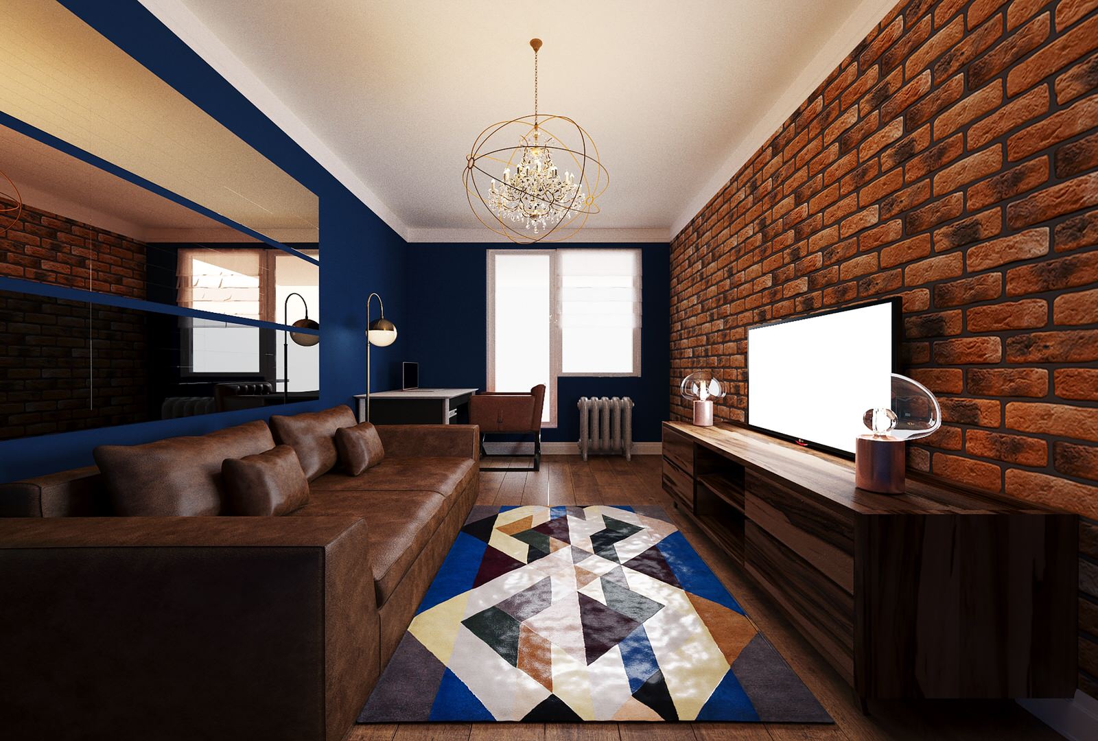 3D-Визуализация проекта трёхкомнатной квартиры на ул.Барвихинская в Москве