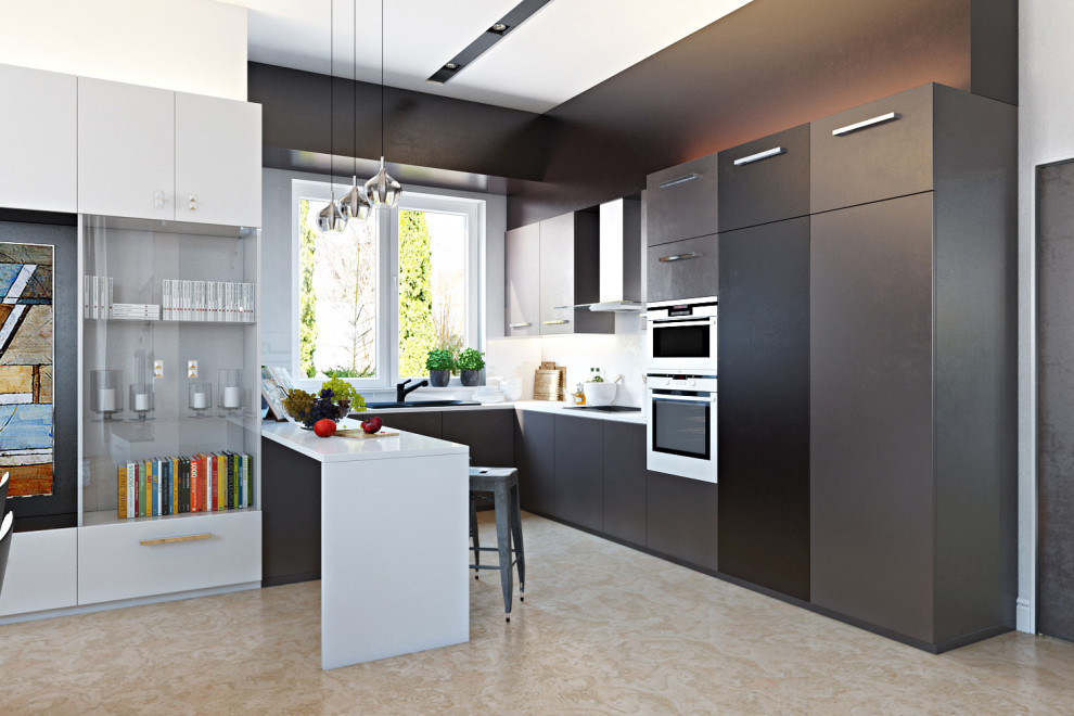 Обложка проекта: Дизайн гостиной и кухни в коттедже в современном стиле