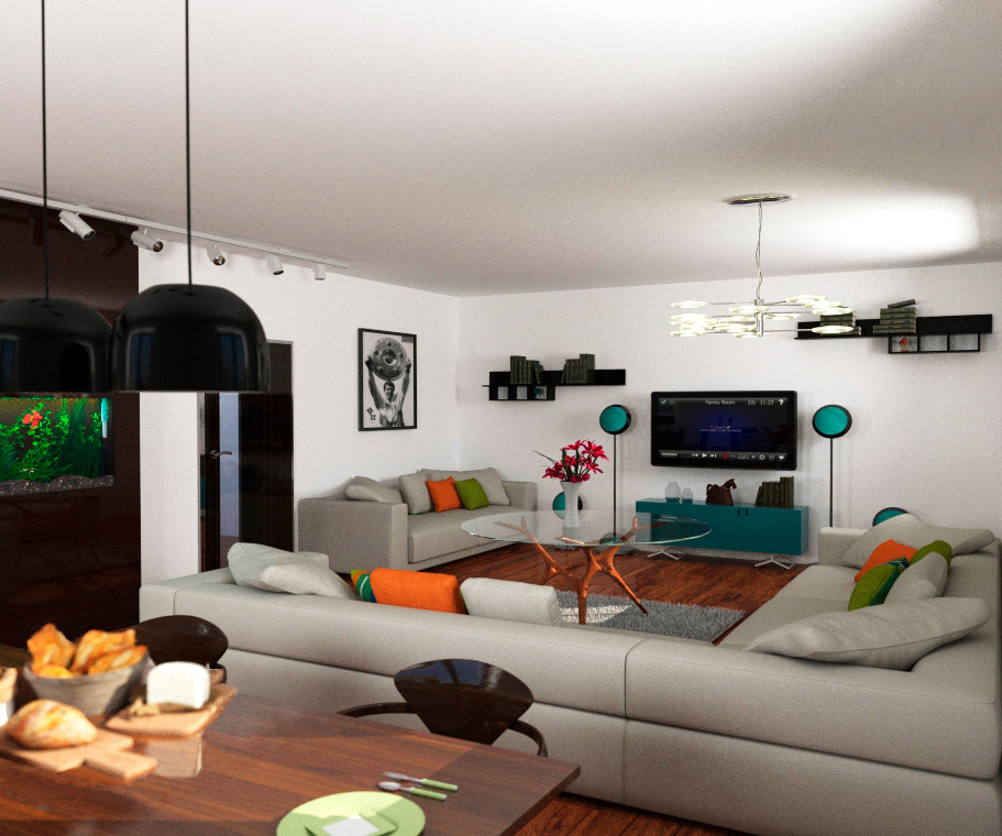 3d visuals living+kitchen/3д визуализация гостиной + кухни