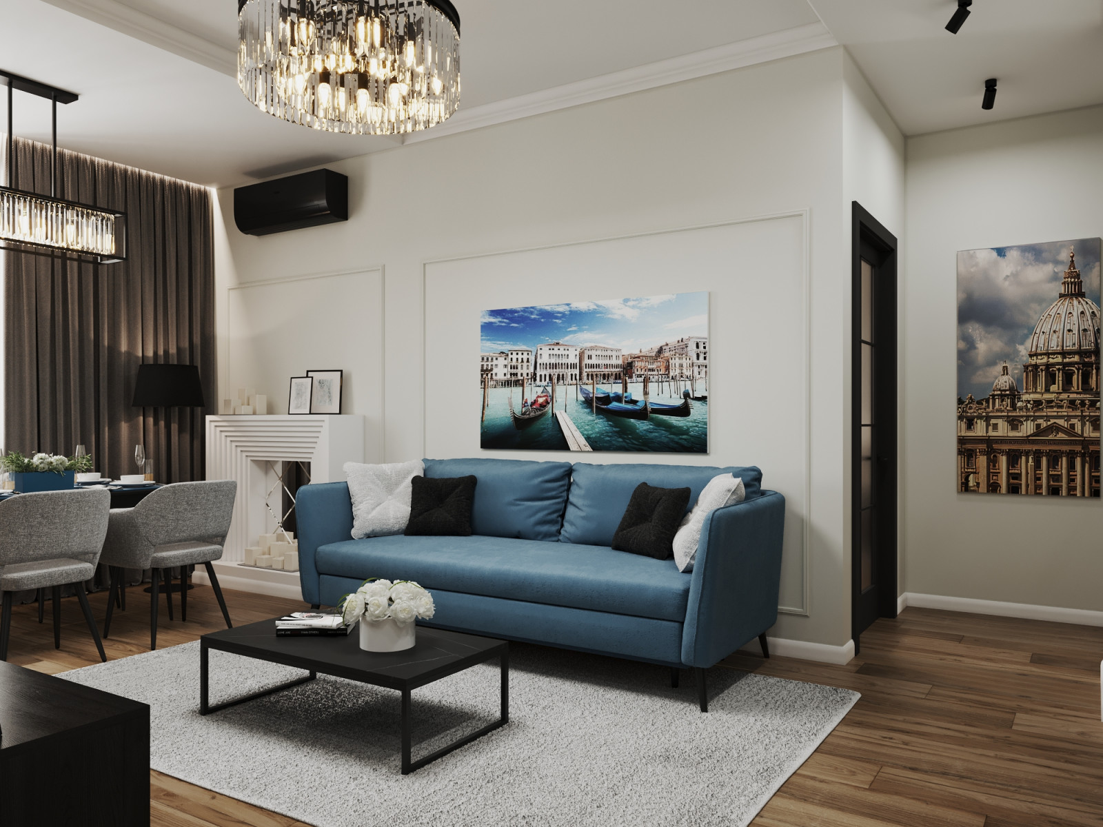 Дизайн интерьера трехкомнатной квартиры "Квартира в стиле современная классика"