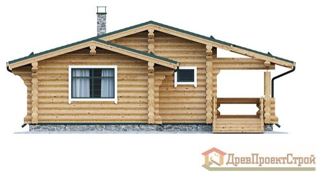 Проект бани № 4. Баня из оцилиндрованных бревен 64,60м², 8000 х 10600.