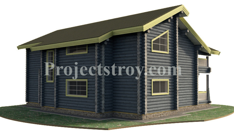 Проект загородного дома из бревна 15 на 12 м