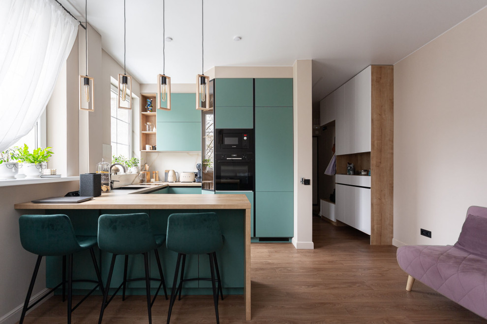 Кухня современная цвета Благородный нефрит