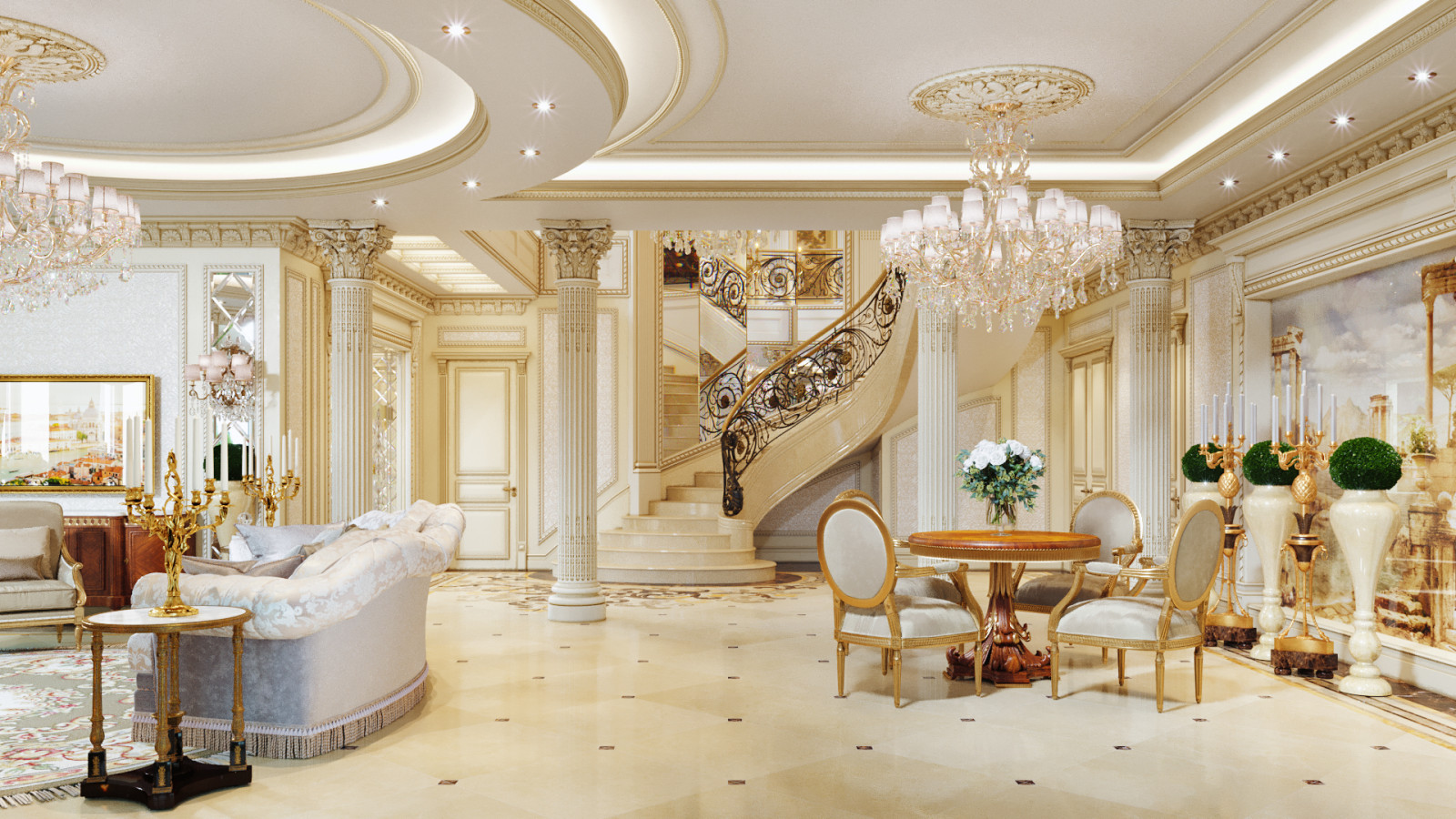 Монтевиль, холл-гостиная