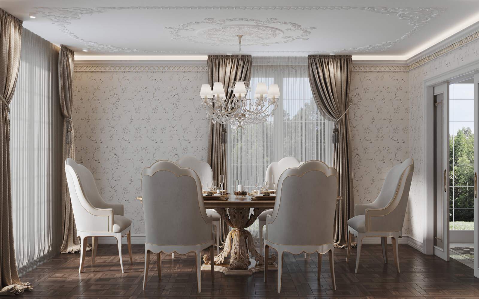 Интерьер столовой в проекте виллы