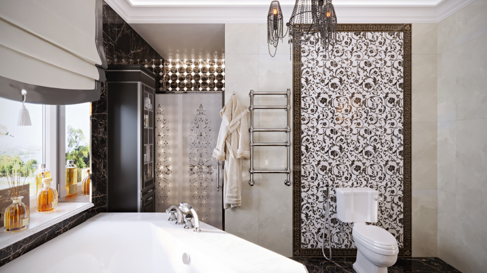 Черно-белая ванная