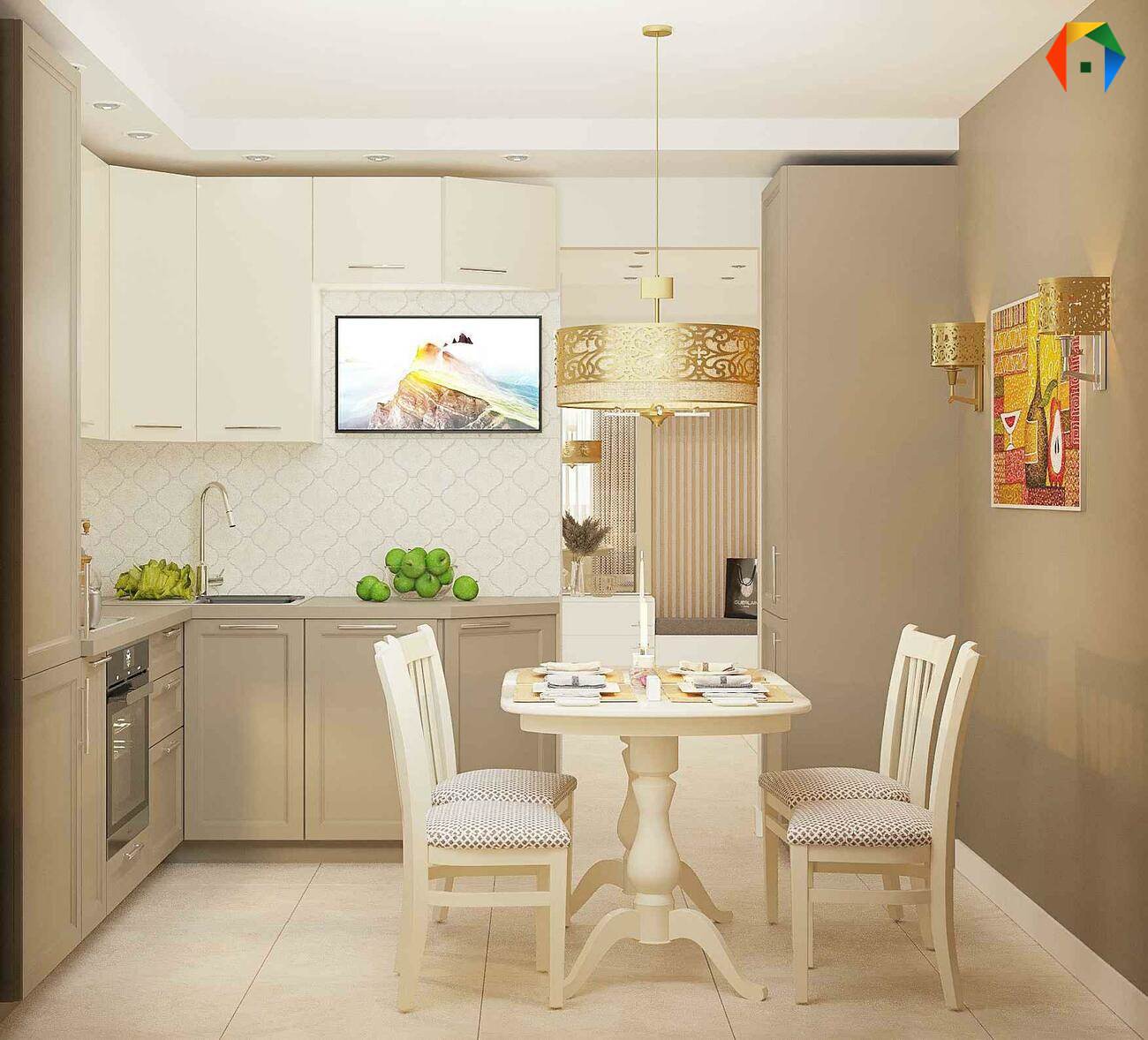 Дизайн трешки в песочных тонах