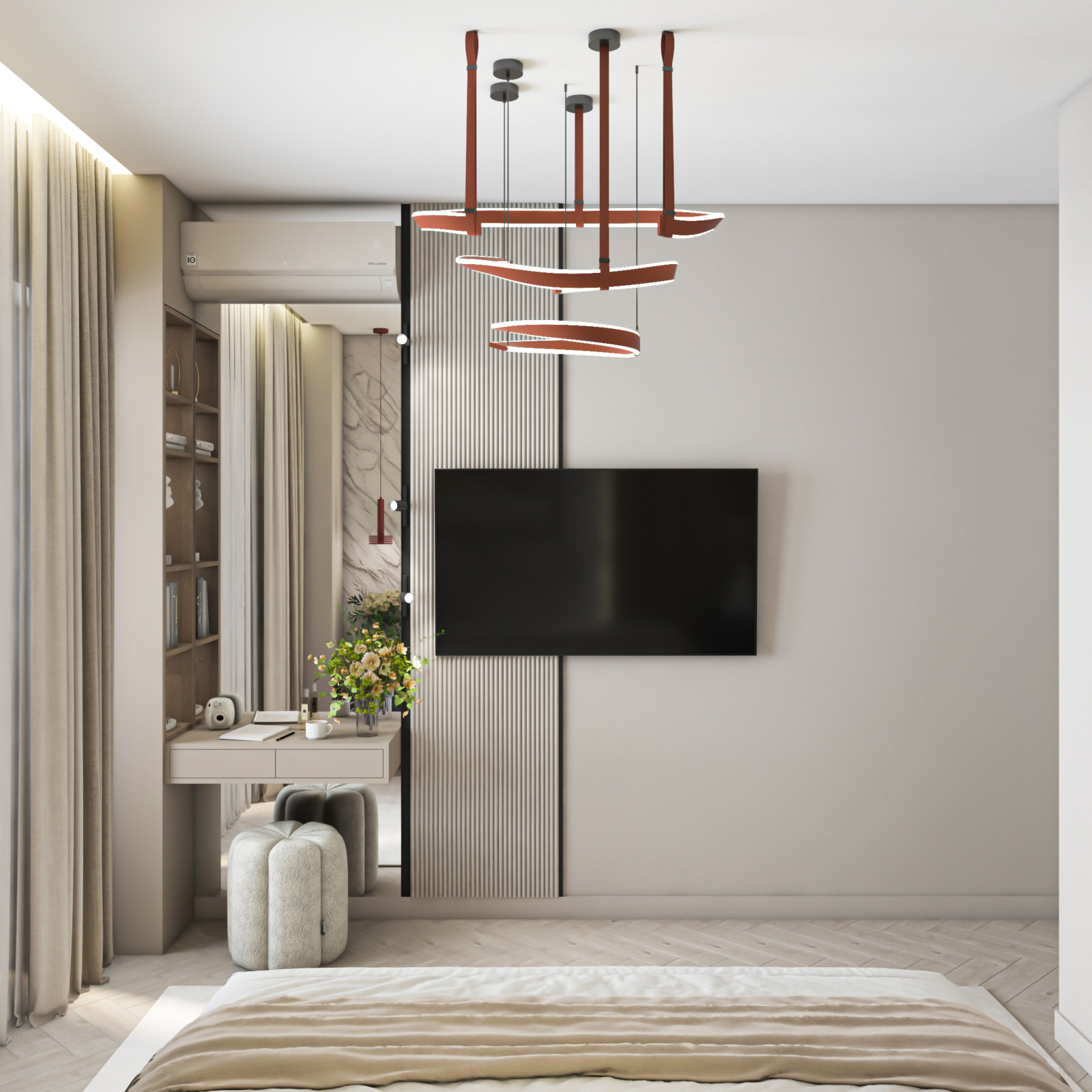 Дизайн двухкомнатной квартиры 65кв.м в центе города для молодой девушки.