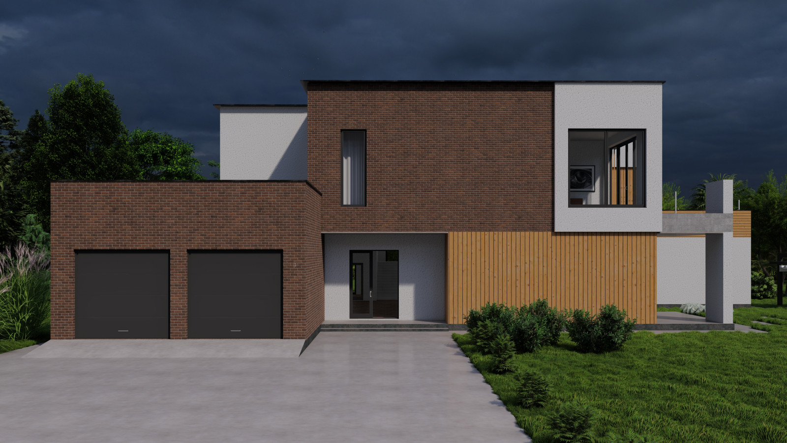 Двухэтажный дом со вторым светом и гаражом