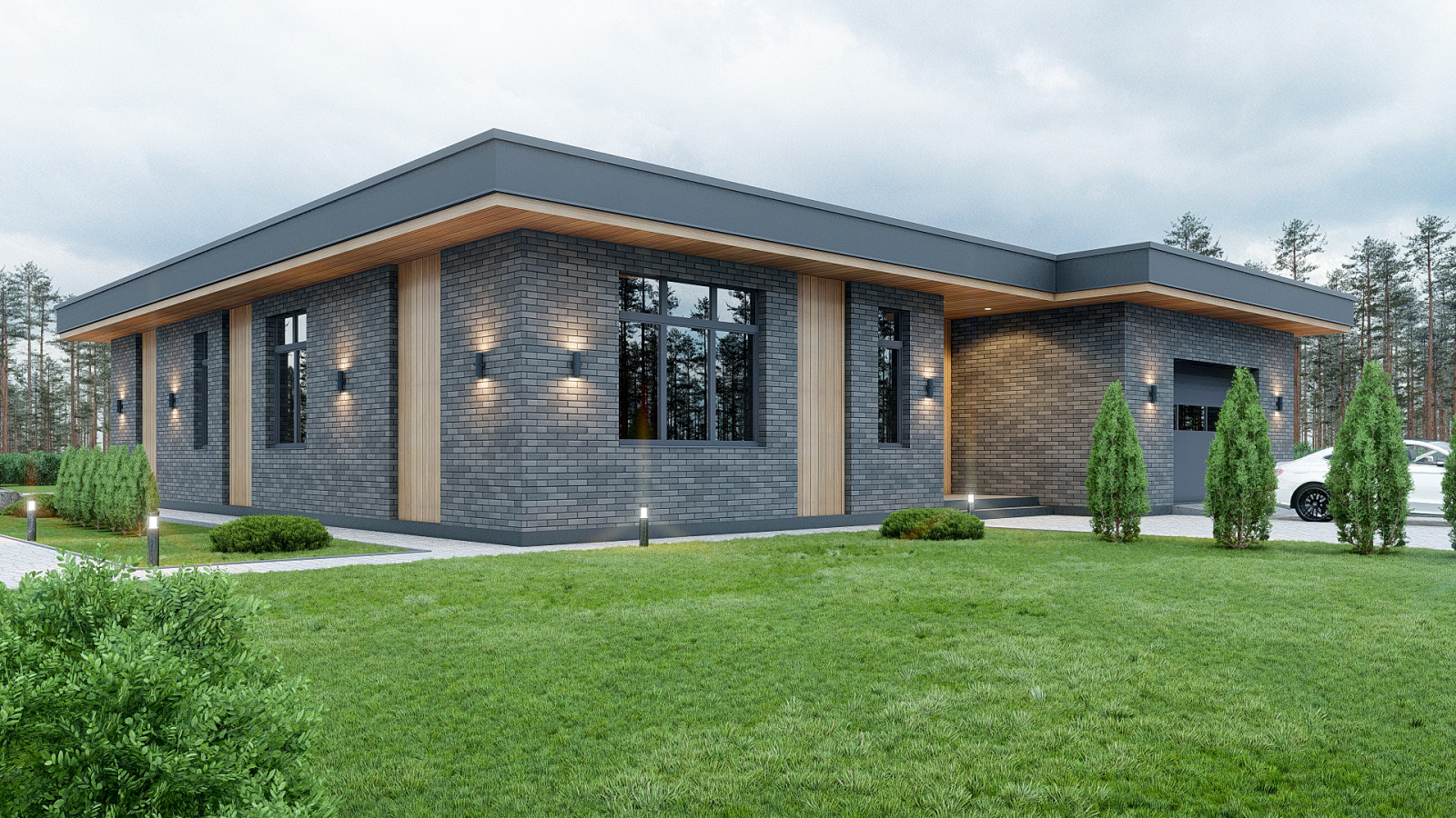 Обложка проекта: Проект одноэтажного дома в стиле Прерий 230 кв.м