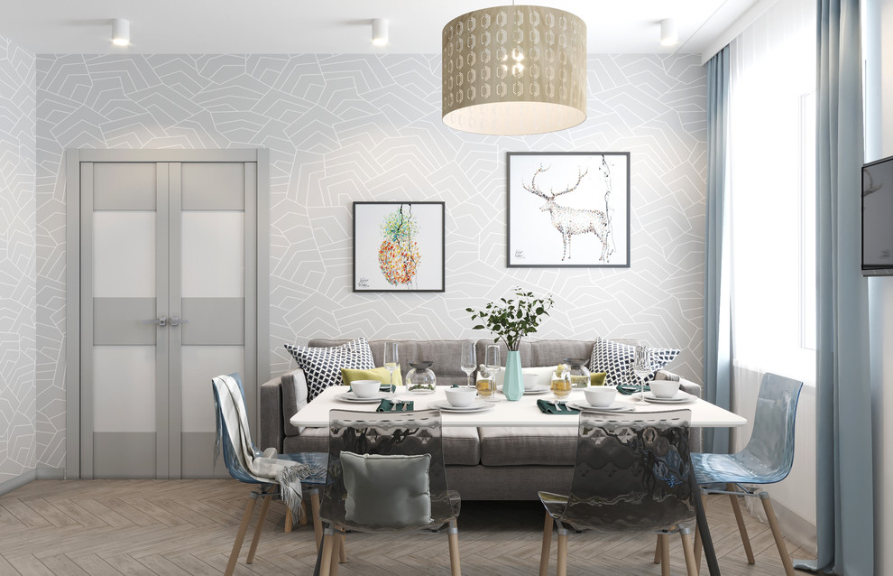 Дизайн и визуализация кухни 16 кв.м. в скандинавском стиле.  ЖК "Новомолоково"