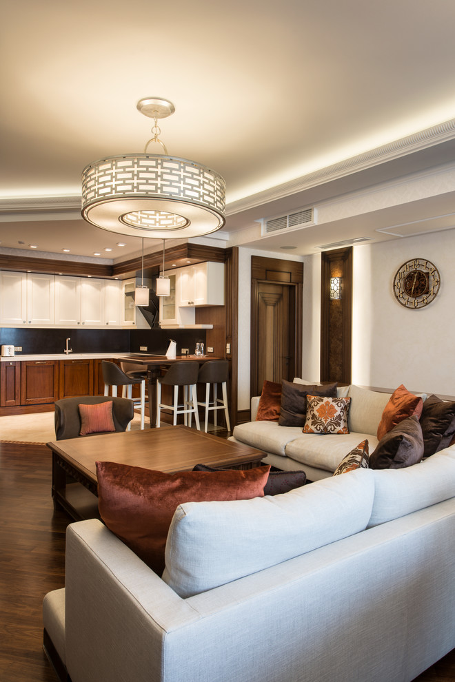 Гостиная вид на кухню от стола