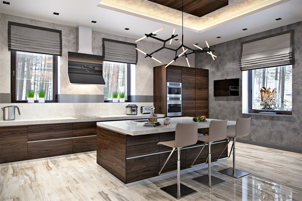 Дизайн интерьера кухни коттеджа в Санкт-Петербурге