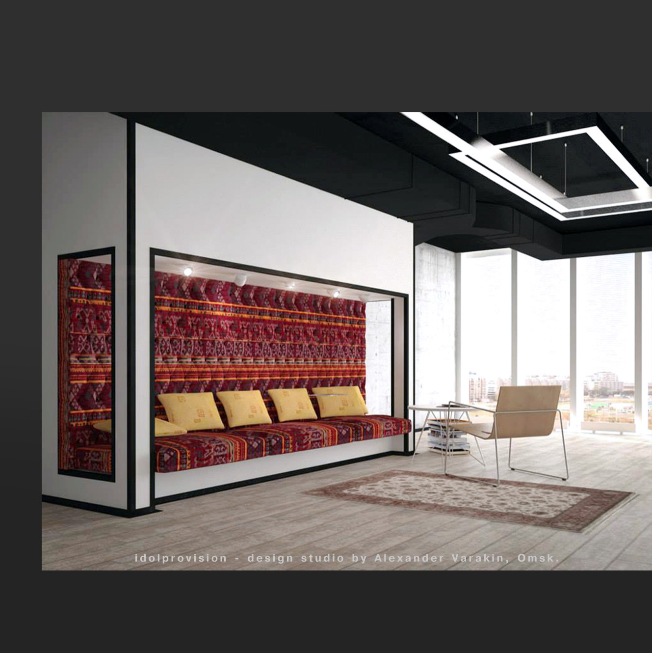 Эскиз мягкой зоны в офисе омского предприятия.