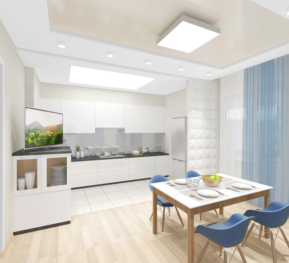 Светлый интерьер квартиры в голубых тонах