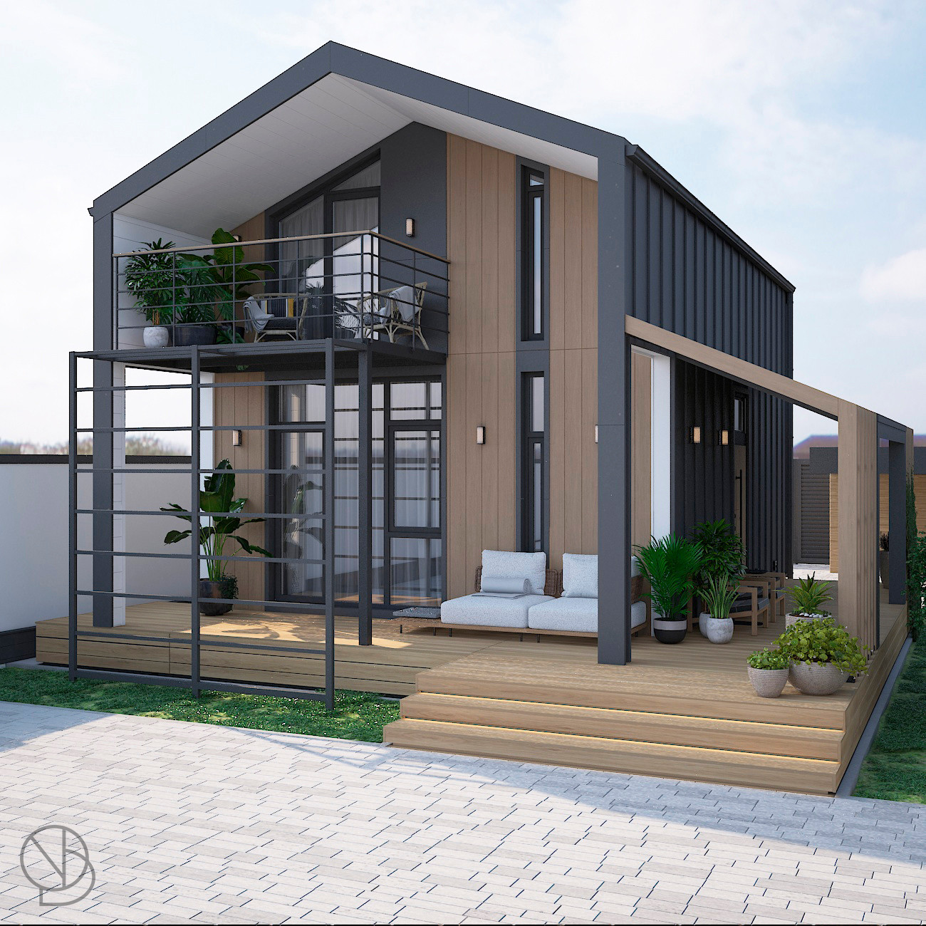 Банхаус, вид на террасу и балкон