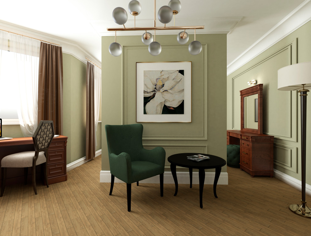 Сложное зонирование: спальня+кабинет+коридор. Обновление лоджии и детской.