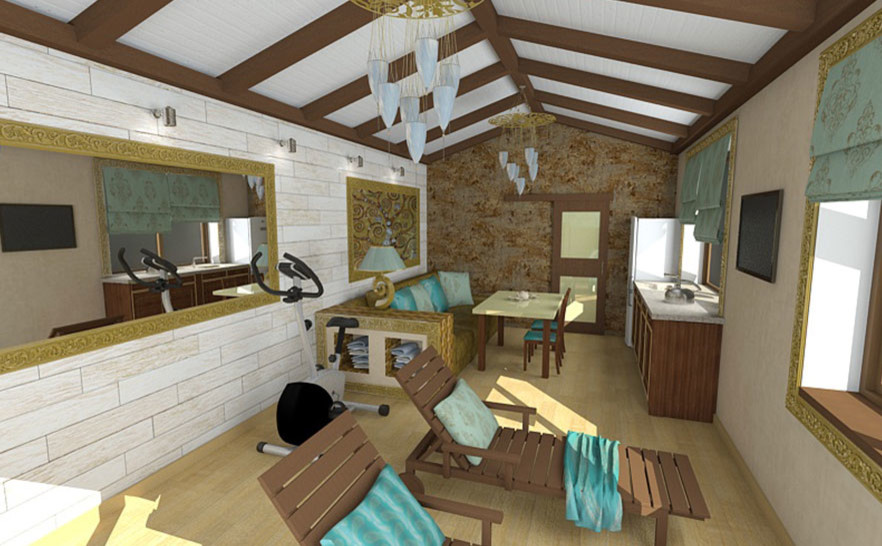 Интерьер банного комплекса с бассейном, Казань