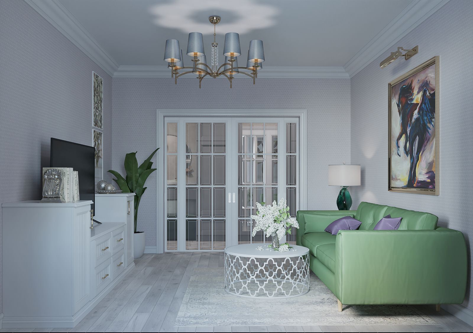 Дизайн интерьеров гостиной в г. Нижний Новгород в ЖК Пражский квартал