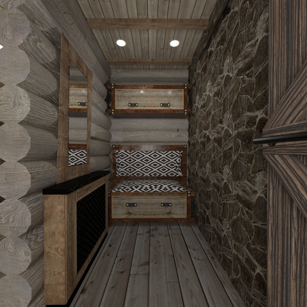 Интерьер дома из сруба в стиле шале (первый этаж)