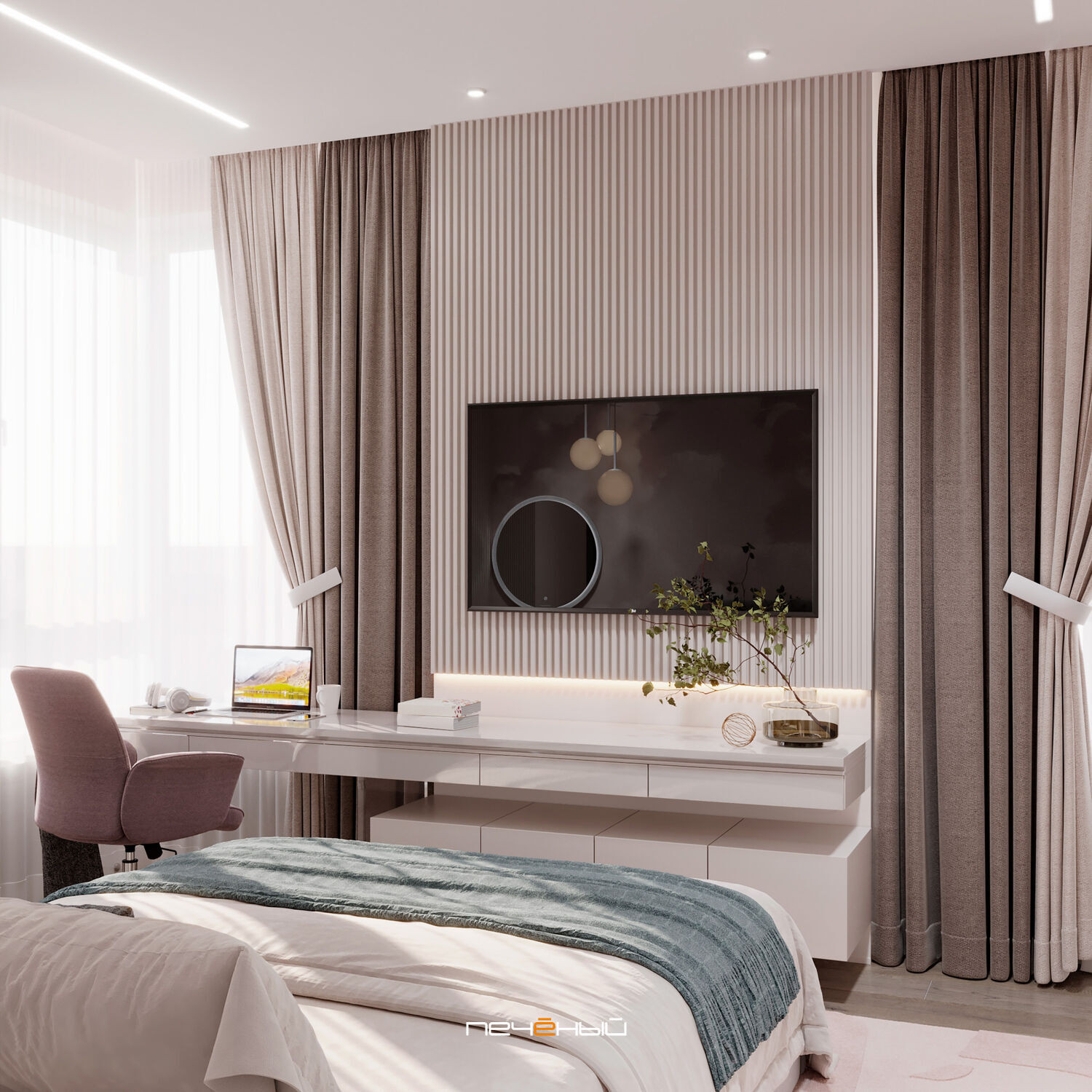 2024 Дизайн 4-комн. квартиры 118 м² в современном стиле, Москва, ЖК Holland Park