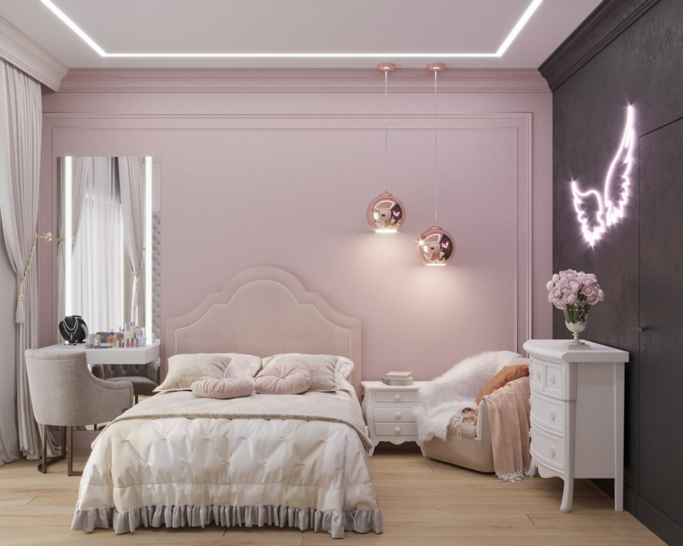 Обложка проекта: Спальня юной девушки. Контрастная неоклассика