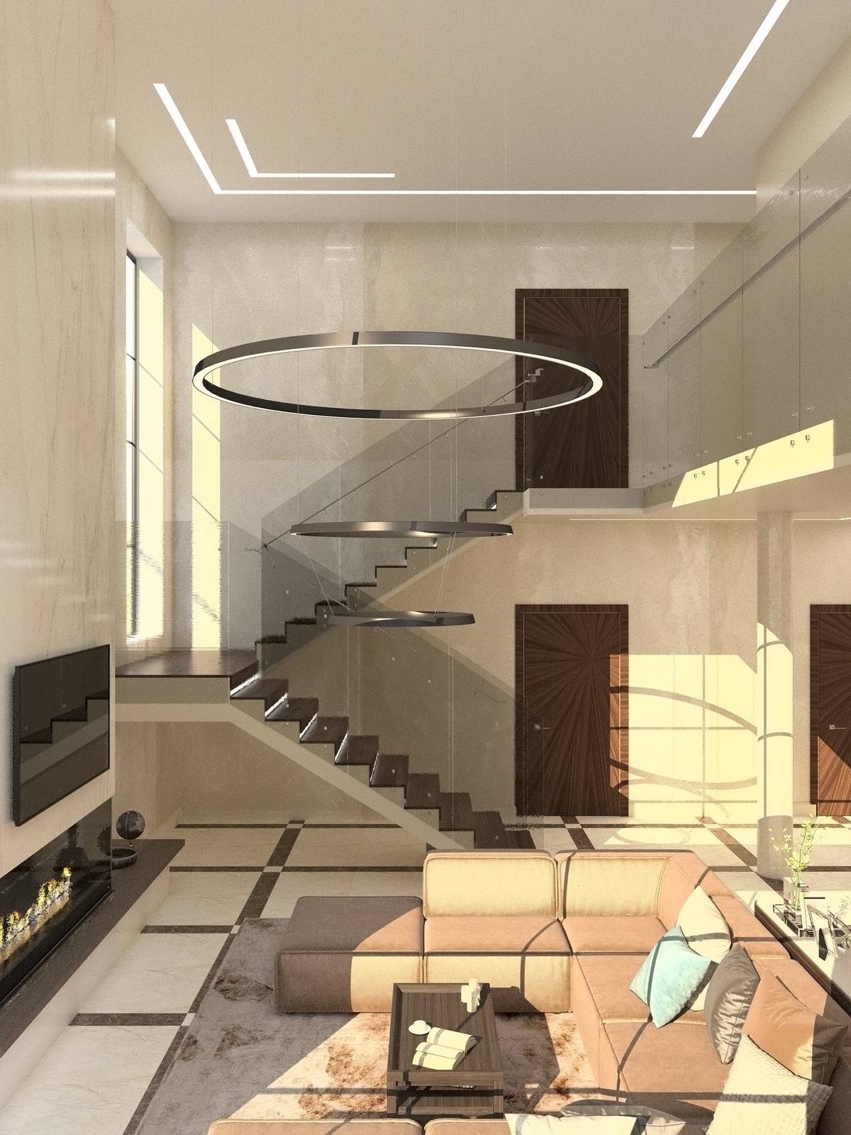 Гостиная и кухня в загородном доме