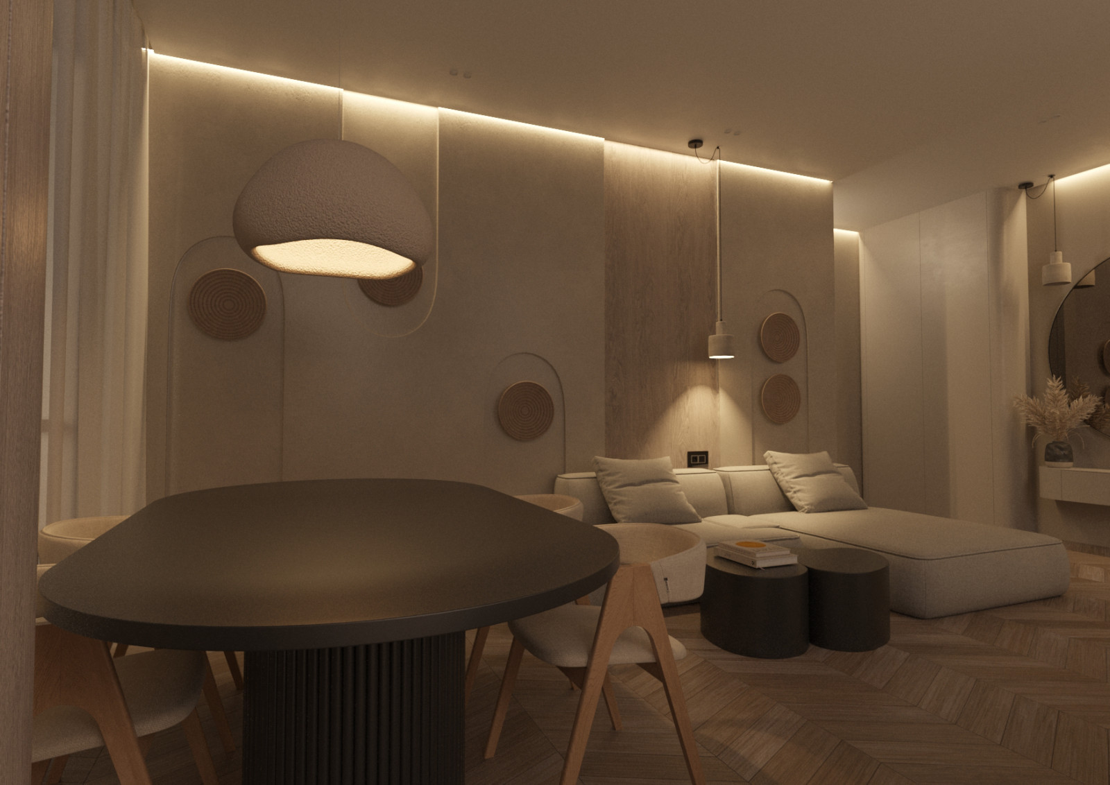 Дизайн-проект квартиры 62м2 ЖК Манхэттен Челябинск, стиль джапанди