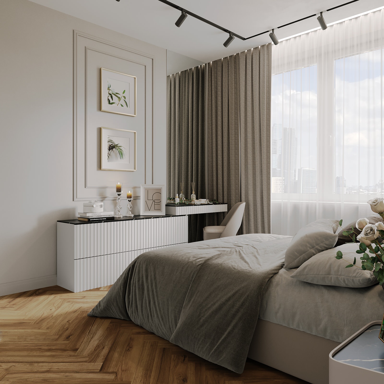 Обложка проекта: спальня в стиле неоклассика ЖК "Родной город"