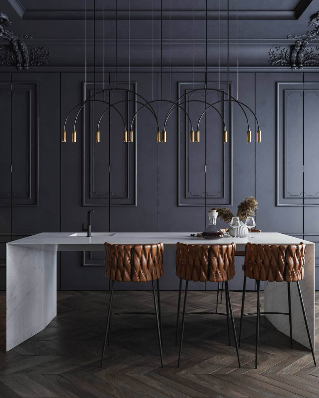 Black interior for a bachelor in St. Petersburg, 75m2