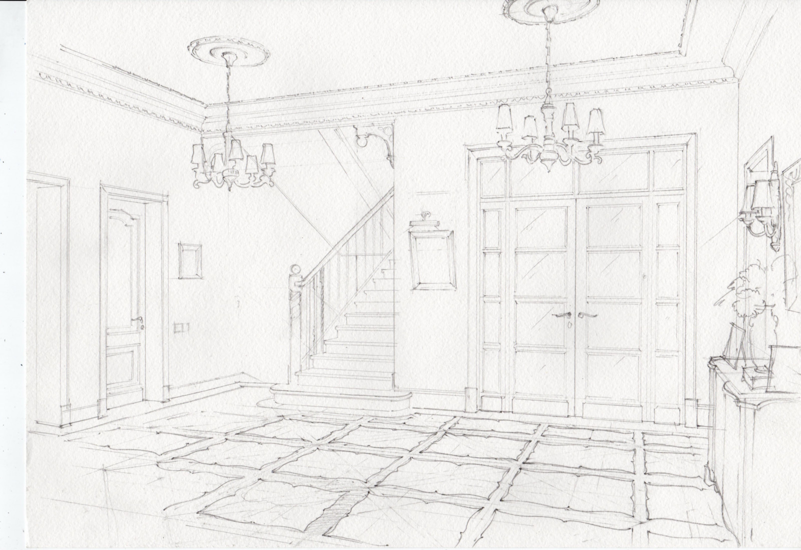 Акварельные эскизы к проекту: Загородного дома в стиле Прованс.