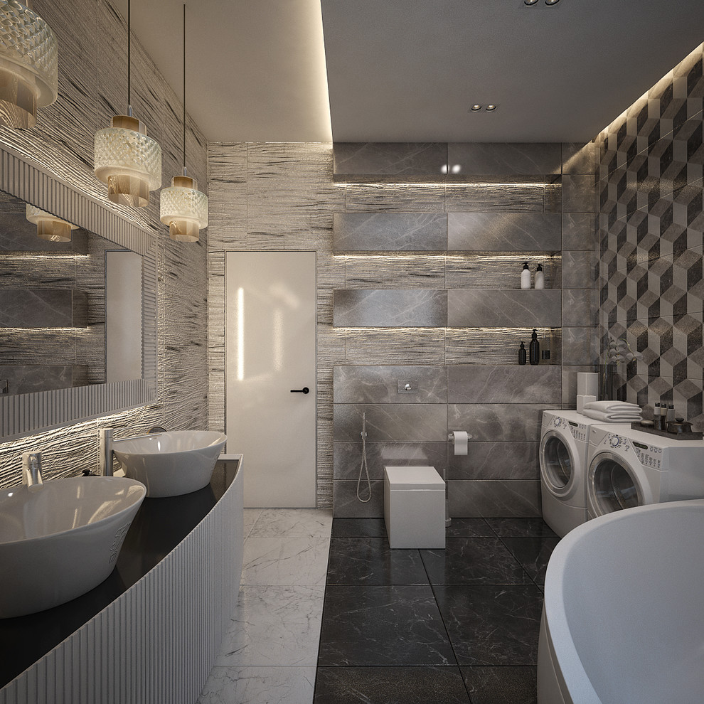 Загородный дом (280 кв.м.) для семьи с тремя детьми. Ар-деко + Современный стиль