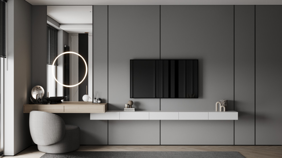 Монохромный интерьер с лёгкими элементами классики