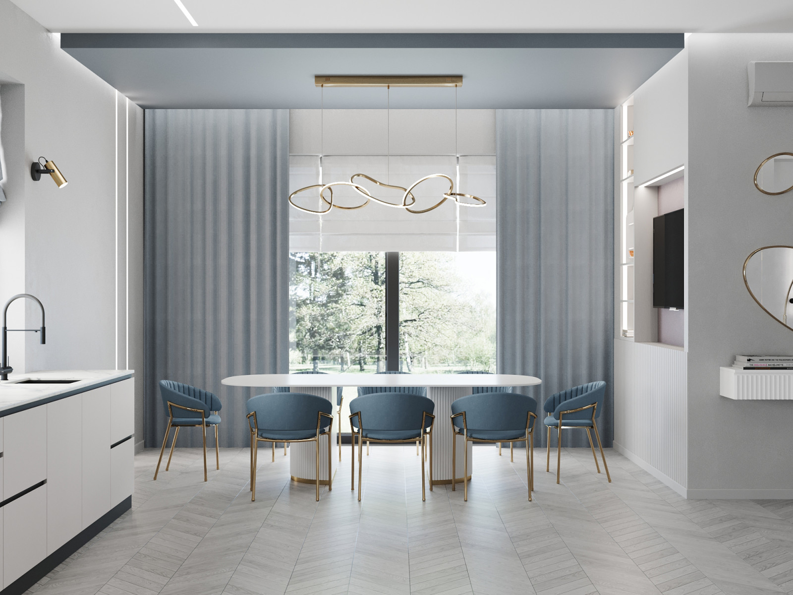 Дизайн-проект дома в голубых тонах