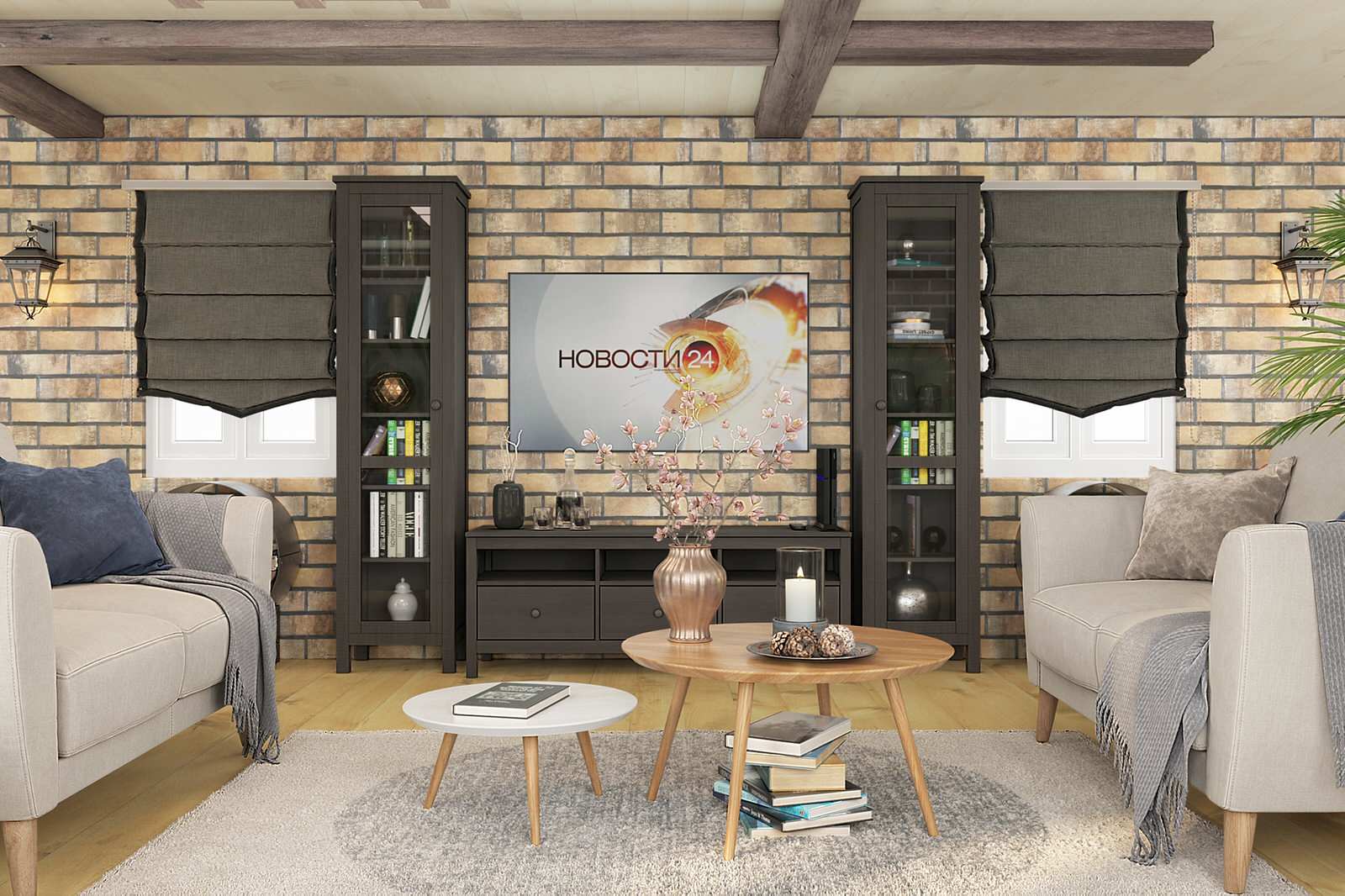 Дизайн-проект кухни гостиной с гриль - барбекю