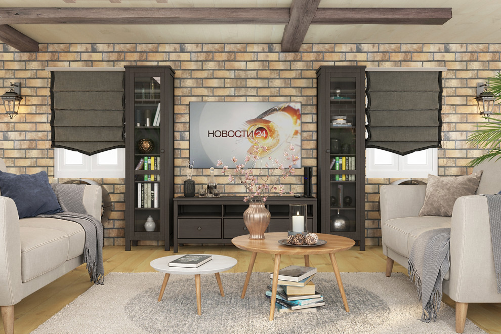 Дизайн-проект кухни гостиной с гриль - барбекю