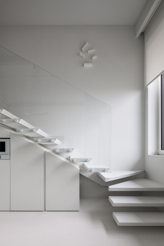 Stylish monochromatic white penthouse