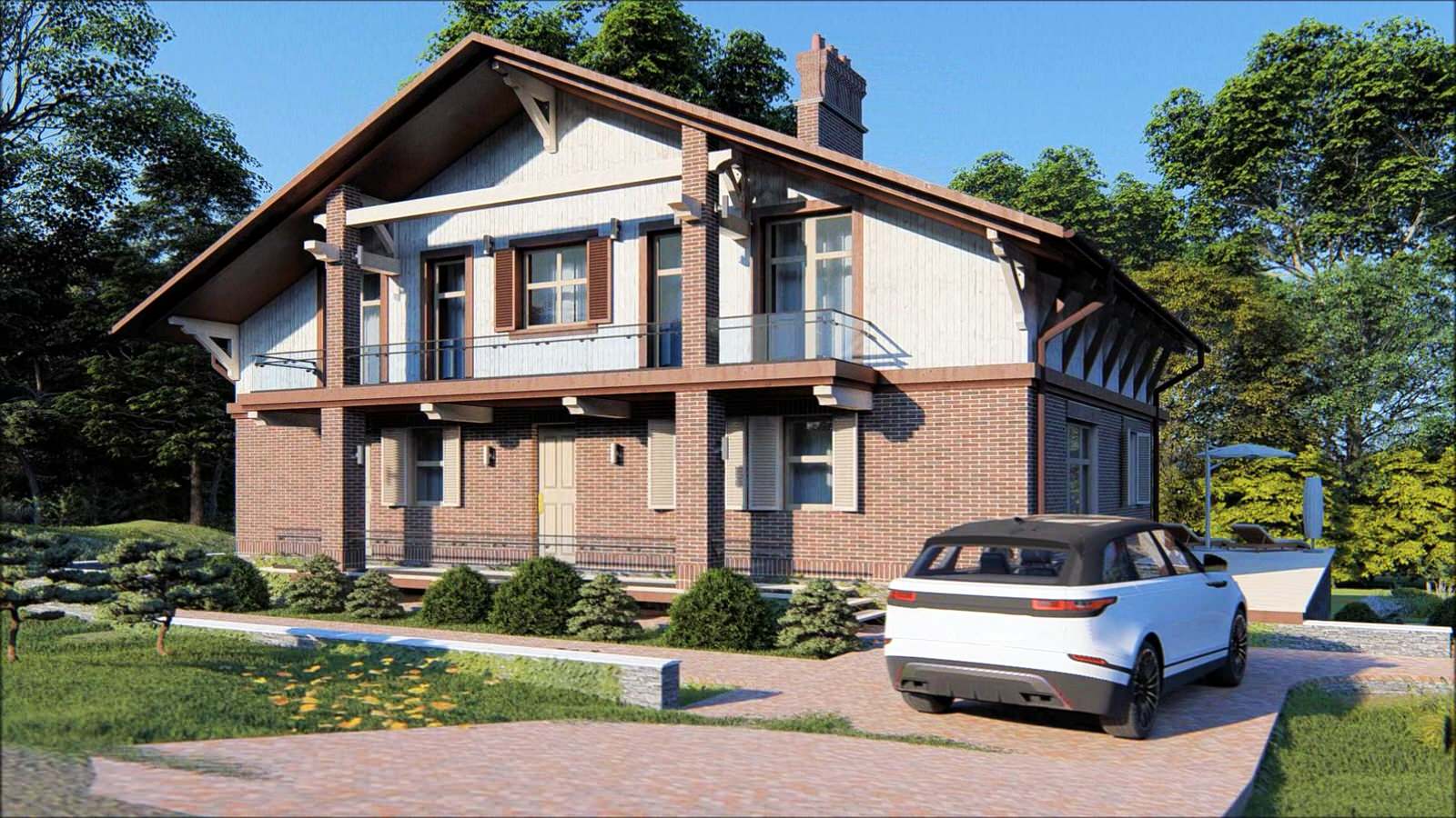 Обложка проекта: Проект двухэтажного дома в стиле "шале"