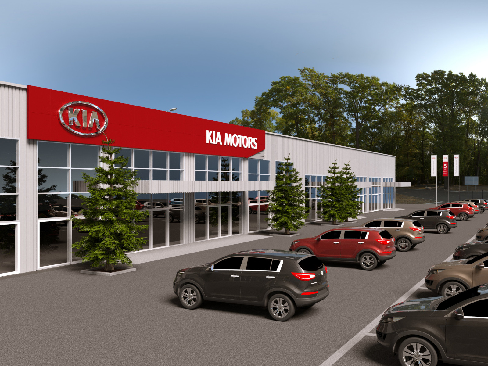 Экстерьер автоцентра KIA "Kmotors" в Алматы