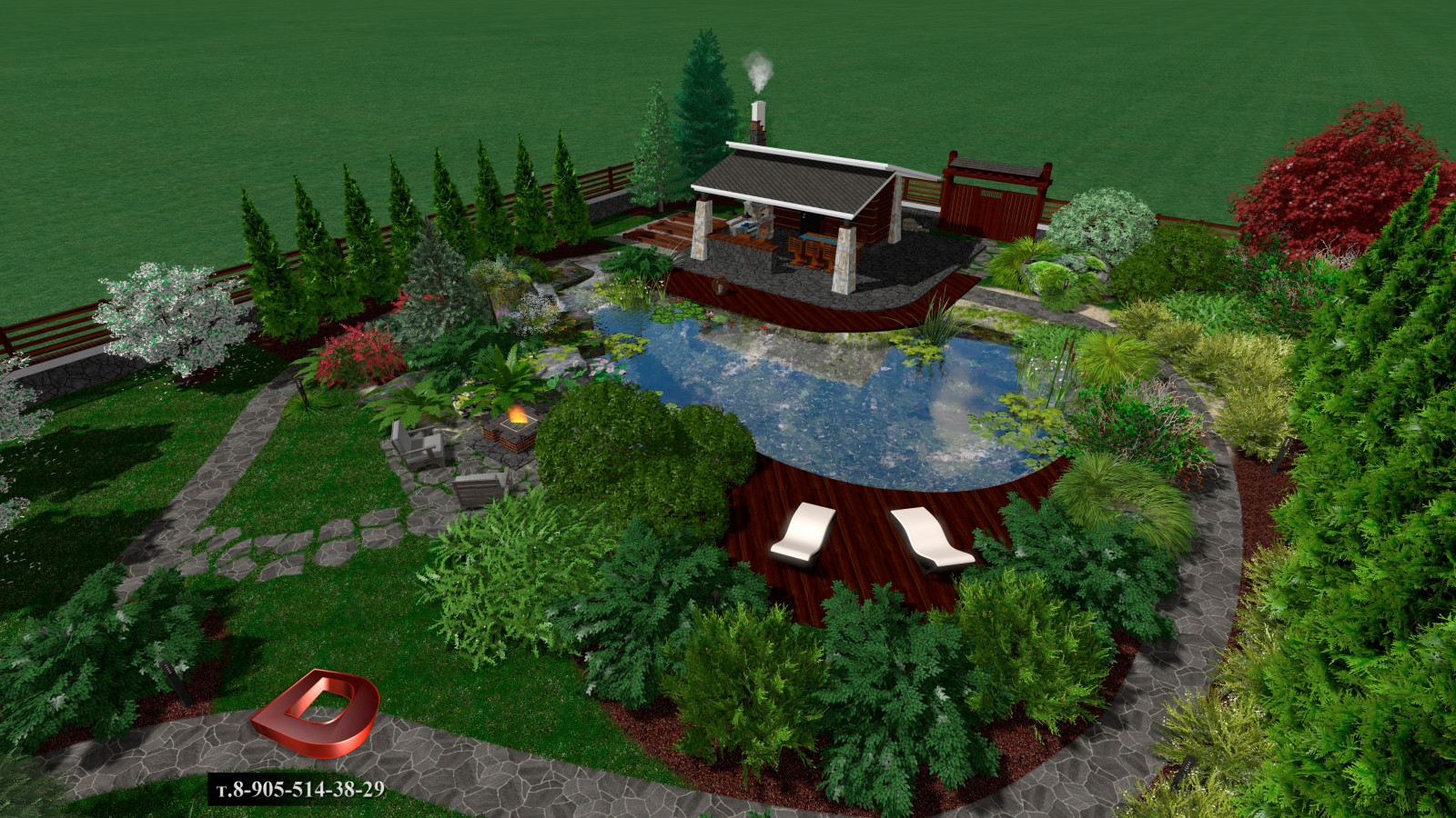 Проект ландшафтного дизайна участка 20 соток,