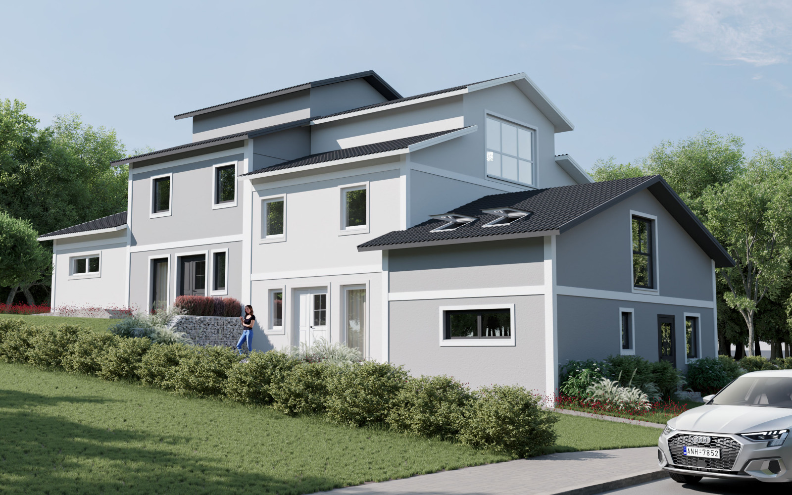 Neubau eines modernen Wohnhauses für mehrere Familien