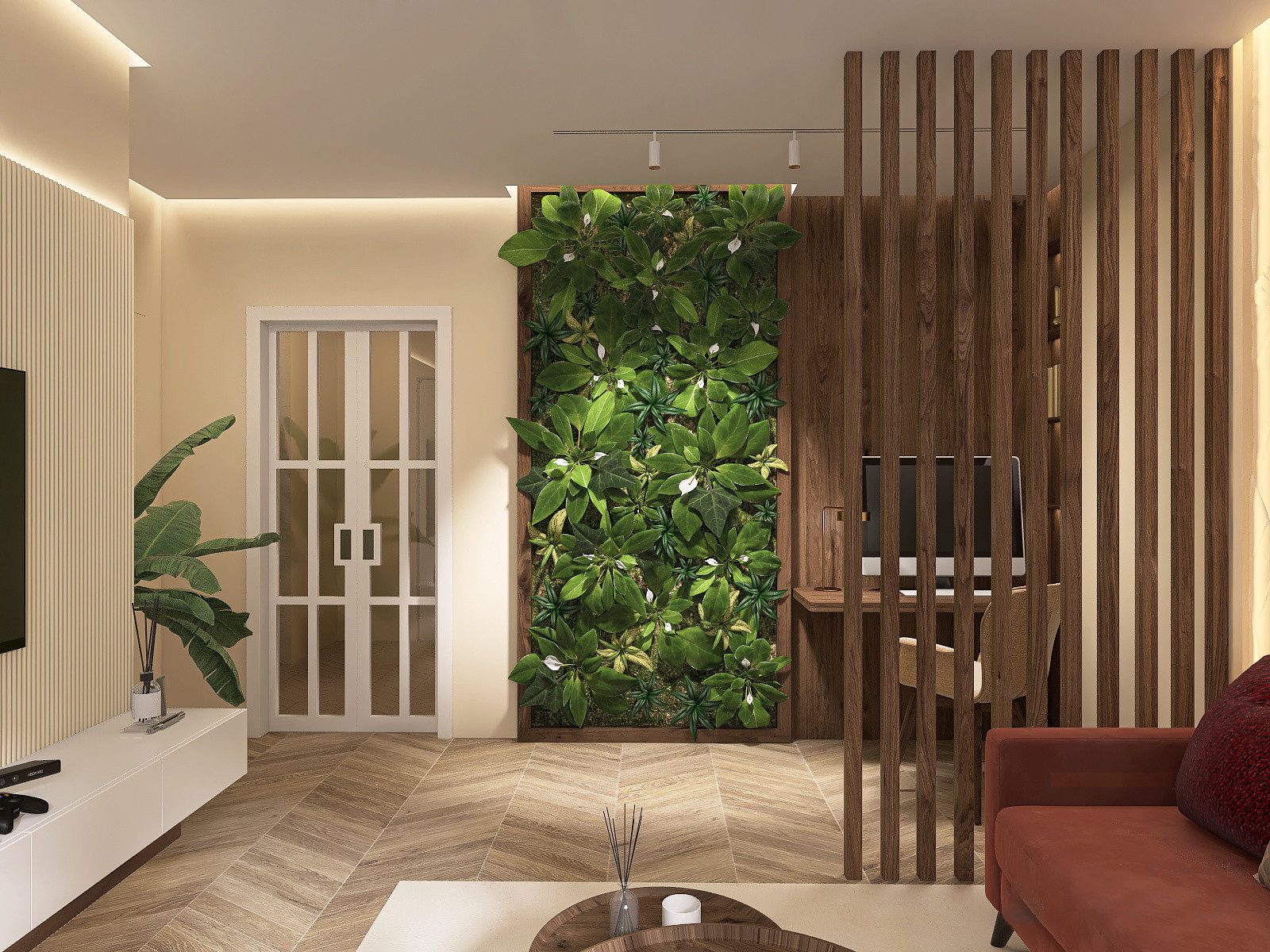 Гостиная в оттенках ореха