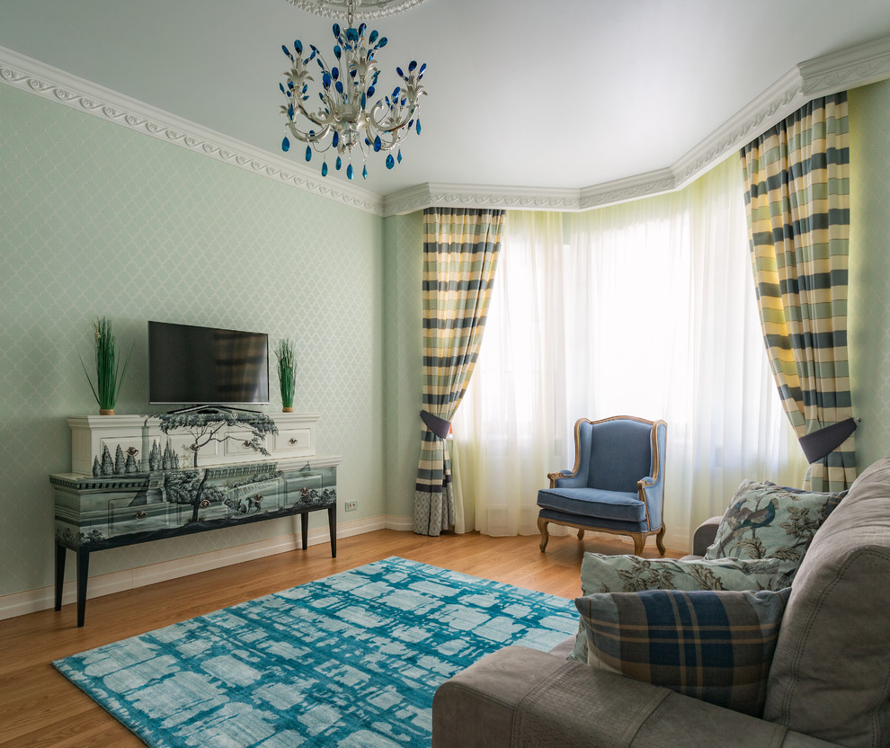 Шторы для жилой комнаты с эркерными окнами