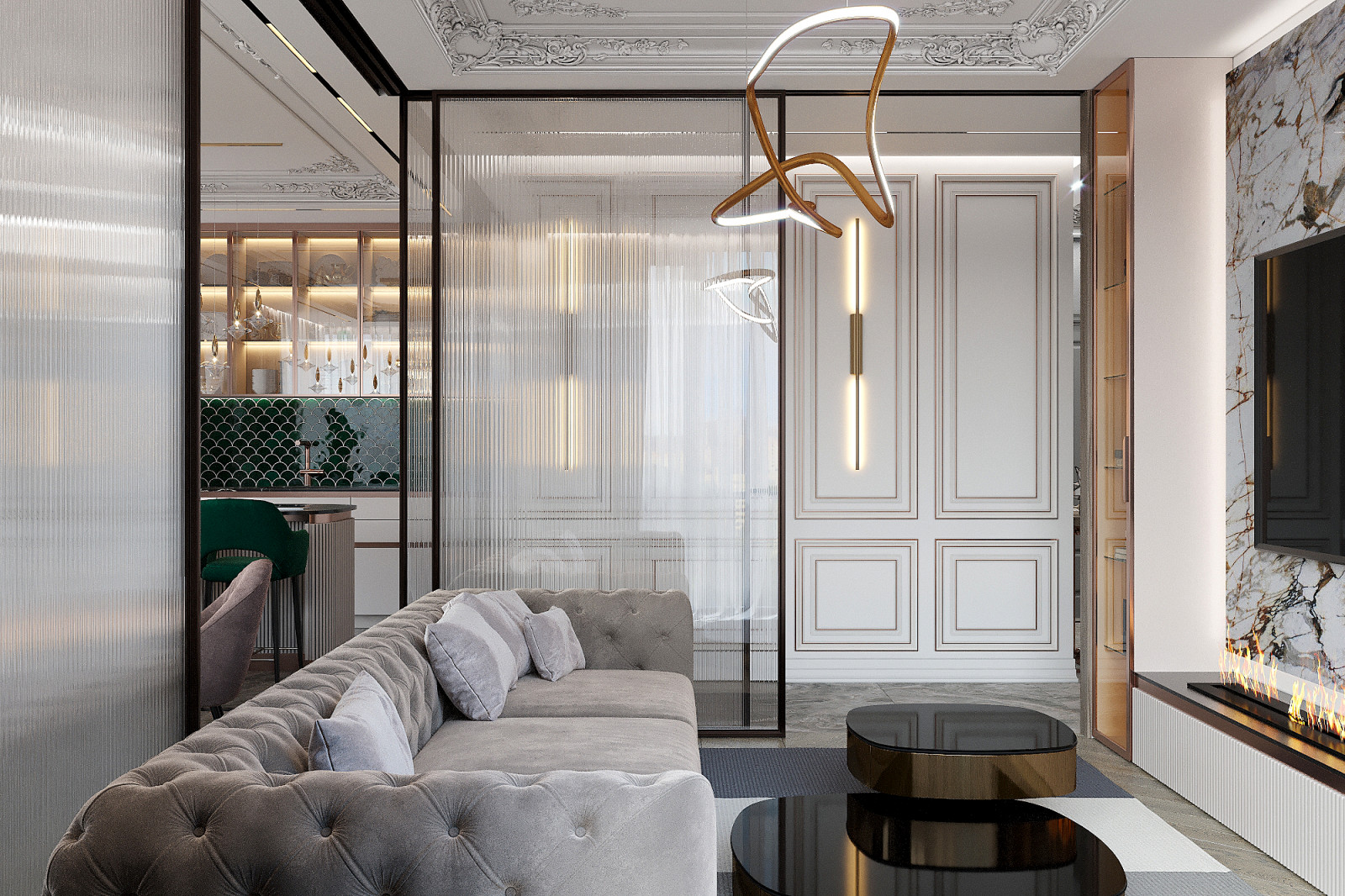Интерьер квартиры ЖК "КУТУЗОВСКИЙLIFE" 105м2 г. Москва