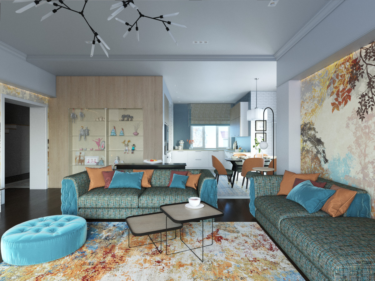 гостиная в частном доме "ДО" и "ПОСЛЕ"